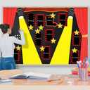 Mooliwe 28 Pcs Movie Night Bulletin Board Classroom Decor Backdrop Red Carpet Movie Party Light Camera Action Star Cutout DIY Bulletin for Welcome School New Grade Door Chalkboard Wall Birthday Decor