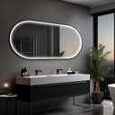 51"x27" Oval Led Mirror for Bathroom, Black Metal Framed Lighted Vanity Mirror with Lights, Anti-Fog Light Up Mirror with 3 Colors Dimmable, Frontlit, Shatterproof, Horizontal/Vertical