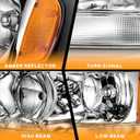 WEELMOTO Headlights Assembly Pair For 1999-2004 Jeep Grand Cherokee,Halogen Headlight Assembly Headlamp Replacement For 1999 2000 2001 2002 2003 2004 Jeep Grand Cherokee Chrome Housing+Amber Reflector
