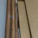 Zeerobee Wood Curtain Rods for Windows 48 to 84, 1 Inch Heavy Duty Drapery Rods with Imitation Wood Grain Leaf Pattern Finials, Indoor/Outdoor Modern Curtain Pole, 32"-86", Coffee Brown