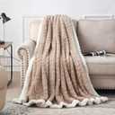 Sherpa Fleece Throw Blanket-3D Stylish Design, Thick and Warm Blanket for Winter, Soft and Fuzzy Throw Blanket for SofaSoft, Plush, Fluffy, Fuzzy, Warm, Cozy, Thick(60x80 Inches, Beige)