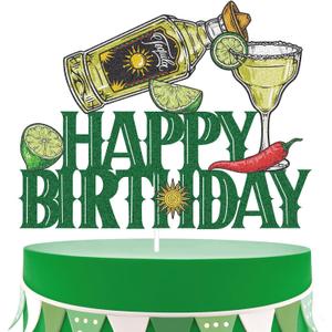 Tequila Happy Birthday Party Cake Topper - Cinco De Mayo Fiesta Supplies for Men - Taco Bout A Party Cocktail Decoration