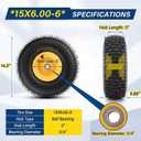 15" x 6.00-6" Lawn Mower Tires and Wheel, Set of 2 Front Tire with 3/4" Bushings, 15x6.00-6 Tire Compatible with John Deere Craftsman Cub Cadet Husqvarna Riding Mowers Lawn Tractors, 15 x 6.00-6" Pneumatic
