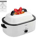Sunvivi Roaster Oven, Electric Roaster Oven with Viewing Lid, 30lb 26-Quart Turkey Roaster with Unique Defrost/Warm Function, Large Roaster with Removable Pan & Rack, Stainless Steel, White