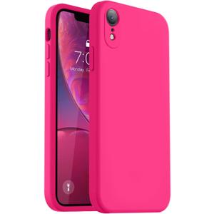 Vooii Compatible with iPhone XR Case, Upgraded Liquid Silicone with [Flat Edges] [Camera Protection] [Soft Anti-Scratch Microfiber Lining] Phone Case for iPhone 10 XR 6.1 inch - Hot Pink