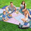 SHANQUAN Picnic Blankets Outdoor Blanket, Large Beach Mat Waterproof Foldable Picnic Mat with Carry Strap,Portable Camping Park Blanket for Grass Lawn Hiking Travel Concerts (Euclidean Geometry(thicken)
