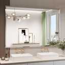 Frameless Bathroom Mirror, 55"x36" Beveled Bathroom Mirror for Vanity, Wall Mount Mirrors for Bedroom Entryway Living Room Hangs Horizontally or Vertically