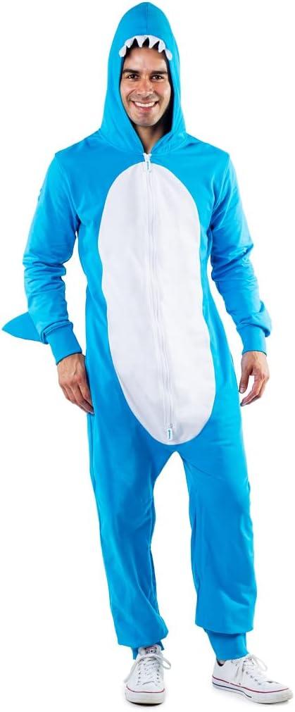 Men's Shark Costume - Shark Onesie for Men: Medium Blue