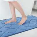 OLANLY Memory Foam Bath Mat Rug 70x24, Ultra Soft and Absorbent Bathroom Rugs, Non-Slip, Comfortable, Machine Washable Bath Carpet for Bathroom Floor, Tub, Shower and Home Decor Accessories, Blue