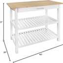 Casual Home Kitchen Island with Solid American Hardwood Top, Natural/White, 40" W x 20" D x 36.5" H (373-91)