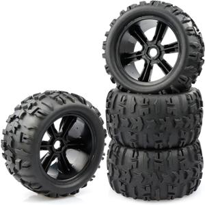Aimrock 17mm Hex Wheels and Tires RC Truck Tire and Rims w/Foam Inserts for 1/8 Kraton 1/10 Maxx E-Revo, 4PCS
