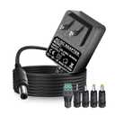 12V 3A Power Supply AC Adapter Replacement with 5 Tips, Regulated 12 Volts 3000mA Cable Cord Charger for LED Strip Light, CCTV Camera,Monitor, GPS, Webcam, Router, BT Speaker DC12V Transformer (6ft)