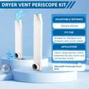 UD48S 4" Stainless Steel Dryer Vent Elbow - Flat Periscope for Whirlpool & All 4" Dryers, 90° to Straight Adjustable Dryer Duct (26-43in), Space Saving Vent Connector (White)