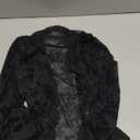 Women's Sheer Mesh Leopard Print Crop Top T Shirt Sexy Lace Deep V Neck Blouse Long Flare Sleeve Slim Tee Shirt (Medium, Black)