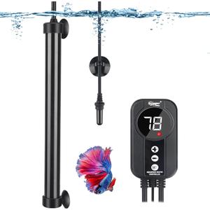 Hygger Aquarium Heater 300W,Titanium Heater with Digital LED Controller and Temperature Probe,Submersible Fish Tank Heater with Temperature Calibration,for Saltwater & Freshwater Fish Tank 50-60Gallon