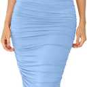 IHOT Women's Mock Neck Sleeveless Mesh Back Slit Ruched Bodycon Wedding Guest Cocktail Evening Party Midi Dresses, Size: S