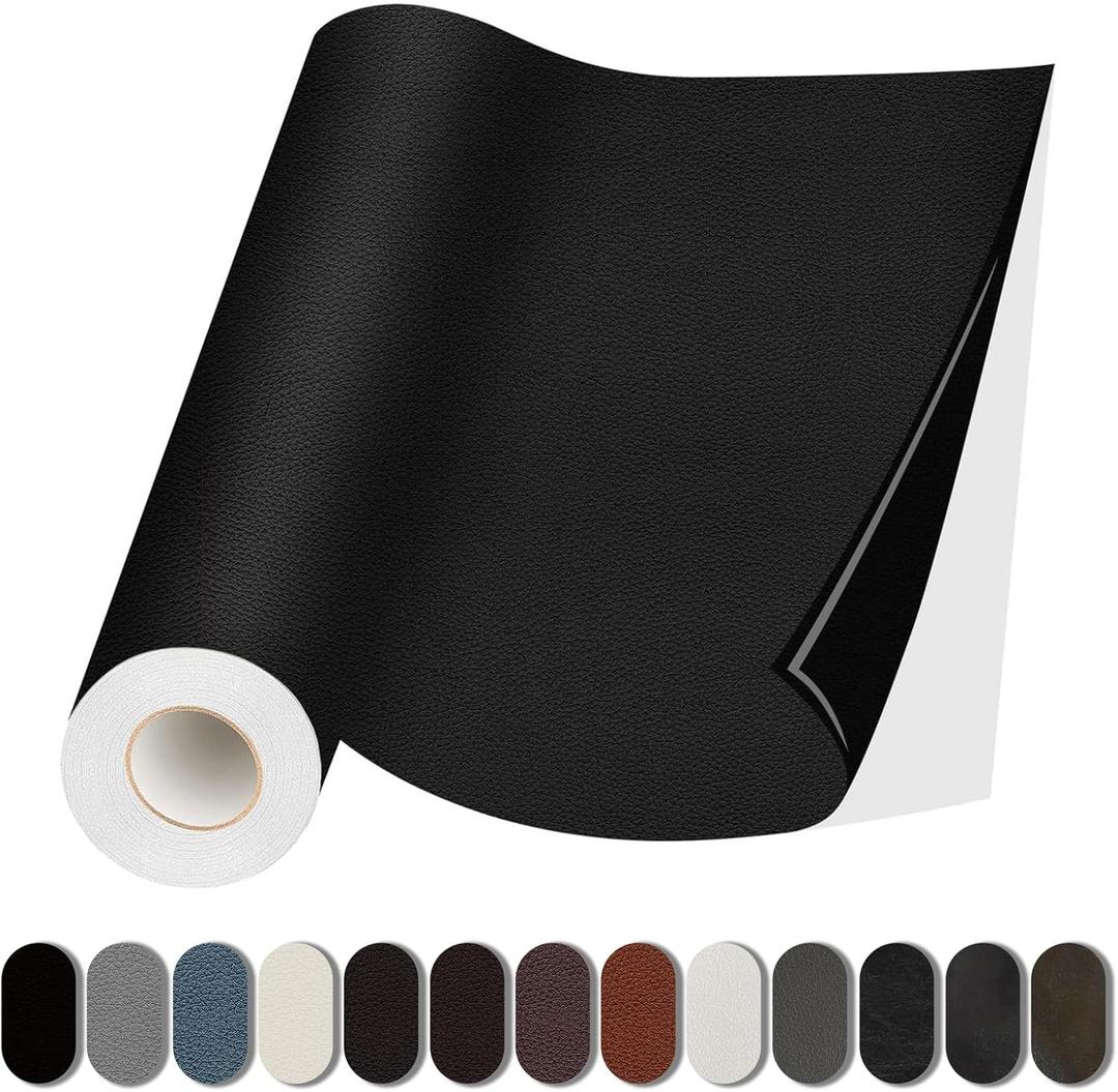 Leather Repair Patch, 17X79 Inch Self Adhesive Leather Repair, Large Vinyl Patch Tape for Couches, Furniture, Car Seats, Cabinets, Wall, Handbags Black, 17X79 Inch