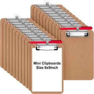 Sabary 24 Pack Mini Clipboards Bulk with Pen Holder 6x9 Small A5 Memo Size Clipboards Wood Note Boards Heavy Duty Hardboard Check Presenters for Restaurant Office Business Supplies (Pen Not Included)