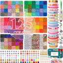 XSEINO 23000Pcs Clay Beads Bracelet Making Kit, 6Boxes 125Colors Friendship Polymer Beads and 5 Styles Letter Beads with Jewelry Making Accessories and 3 Rolls Crystal Cord for Crafts Christmas Gifts