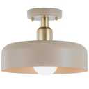 BISAMIYA Contemporary Semi Flush Mount Ceiling Light Fixture, Brass Accent Ceiling Light with 12.6" Metal Shade, for Kitchen, Entryway, Hallway, Dining Room, Cafe
