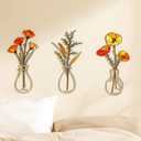 3 Pcs Metal Flowers Wall Arts Rustic Farmhouse Decor Bathroom Wall Decor Dining Room Wall Decor Minimalist Decor Housewarming Gifts (Colorful-C)