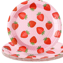 Zhehao 48 Pcs Strawberry Party Plates, 9 Inch Disposable Strawberry Paper Plates Shortcake Fruit Party Supplies for Summer Berry First Birthday Baby Shower Supplies