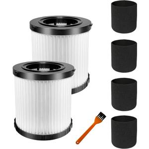2 Packs DCV5801H Replacement Filter Compatible with DEWALT DCV580/DCV581H 20V MAX Wet Dry Vacuum Cleaner,Updated 4 Foam Sleeve Filters & 1 Brush Washable and Reusable