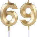 Gold 69th & 96th Birthday Candles for Cakes, Number 69 96 Candle Cake Topper for Party Anniversary Wedding Celebration Decoration