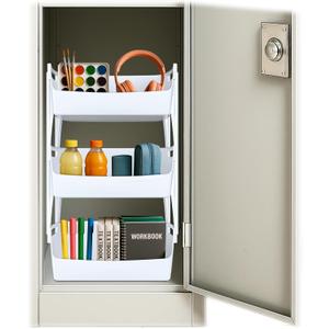 TidyFriend Locker Shelf 3-Tier, Versatile Locker Organizer 11.4" x 11" x 19.7" with Brackets for Extra Protection- Locker Organizer Shelf-Suitable for School, Work, Gym, Kitchen, Bathroom (Grey)