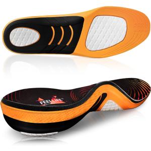 FEELLIFE Plantar Fasciitis Relief Shoe Insoles [1-Pair], Arch Support Insoles, Running Athletic Gel Shoe Inserts for Men Women, Orthotic Inserts for Arch Pain [Trim to Fit: Men 6-10/Women 7-11] (Black)