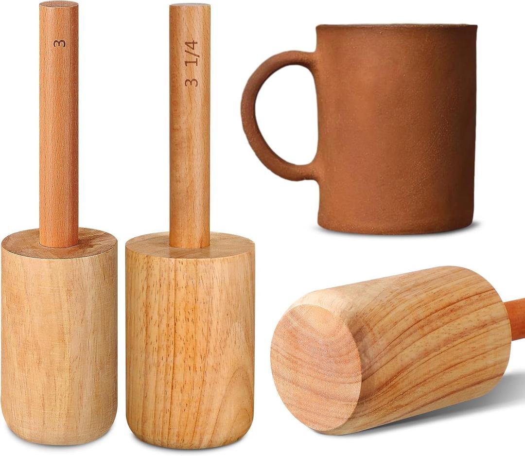 Baderke 2 Pcs Cup Pottery Molds, Create Pottery Mug Vases, Cup Molds Shaping Tool, Assist in Hand Building Mugs(3 Inch, 3 1/4 Inch)