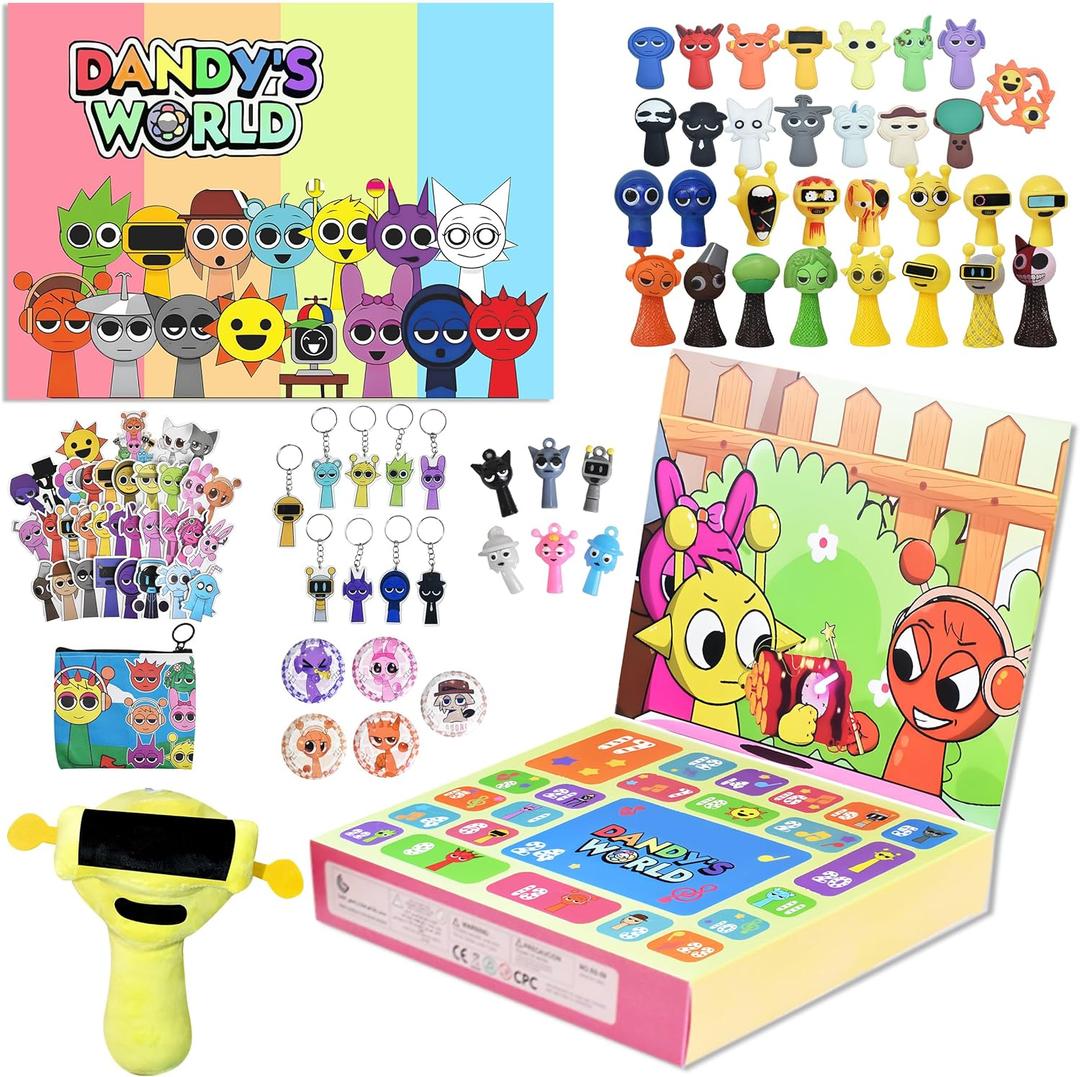 Christmas Blind Box Party Gifts (53 Pieces) Birthday Mystery Toys Surprise, Christmas Sock Fillers and Gifts - Including Plush Toys, Keychains, Stickers and Collectibles, Children's