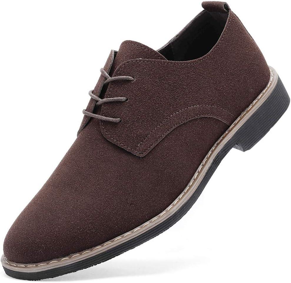 DADAWEN Men's Suede Dress Shoes Casual Lace Up Oxfords Shoes (6, Brown)