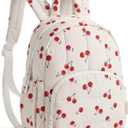 BAGSMART Mini Backpack for Women, Lightweight Puffer Small Backpack Purse, Quilted Casual Travel Daypack, Cute Water-Resistant Bookbag for Daily, Cherry