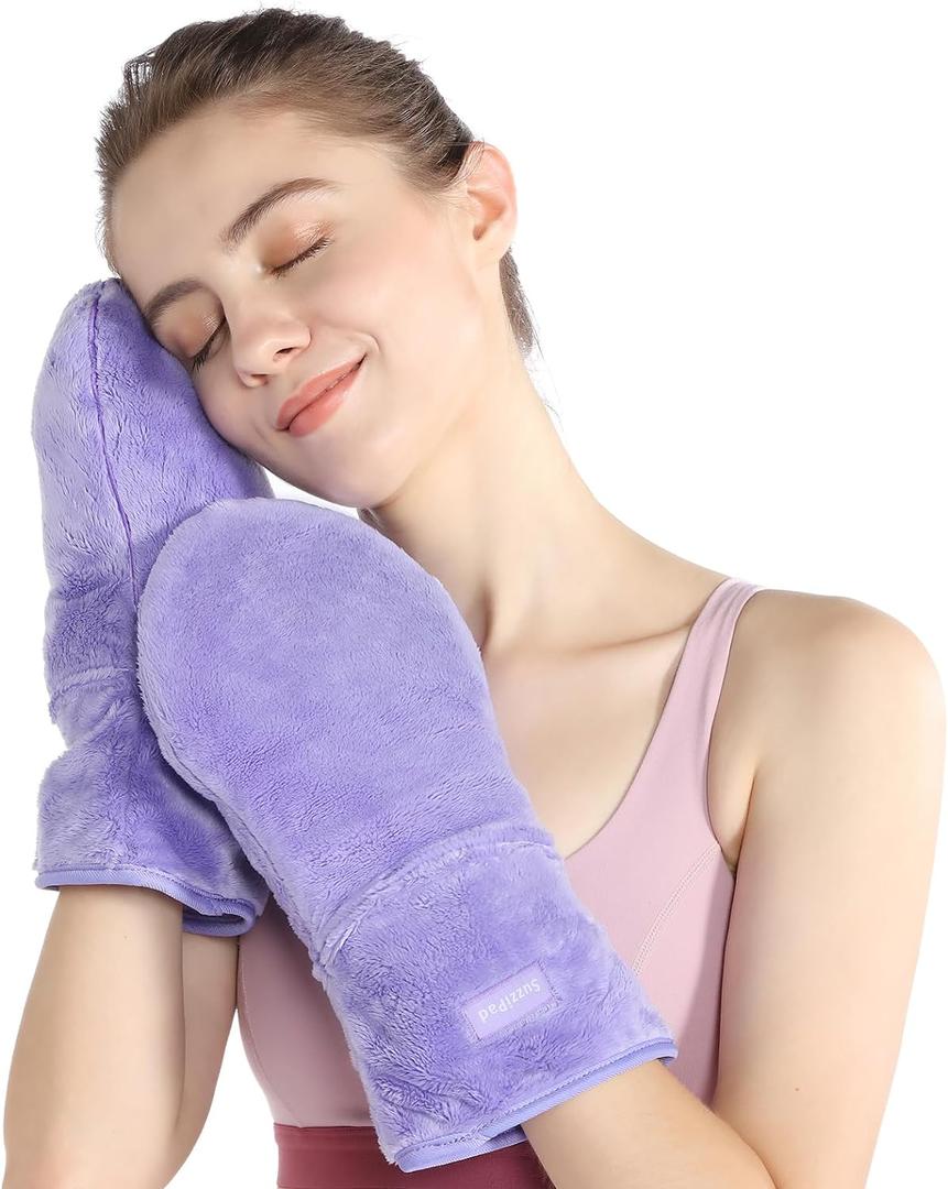 SuzziPad Heated Gloves for Fatigue Soothing, Microwavable Glove for Women to Reduce Discomfort, Washable Hands Warmers, Hand Heating Pad Item for Elderly, Microwave Moist Pads for Heat Compress (Purple)