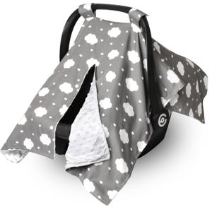 Car Seat Cover for Babies, Minky Winter Infant Car Seat Cover, Nursing Cover for Baby Breastfeeding, Suitable for Baby Carrier, Stroller, with Peekaboo Opening Car Seat Canopy (White)