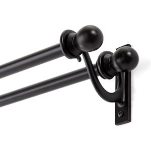 Kenney KN85000 Scroll Ball End Standard Decorative Window Double Curtain Rod, 28-48" Adjustable Length, Black Finish, 5/8" Diameter Steel Tubes