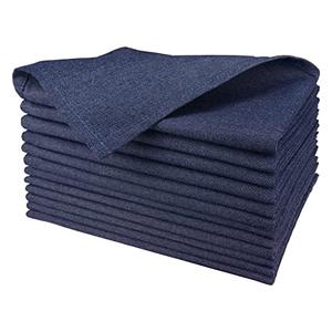Beritle Denim Napkins Cloth Washable, Set of 12, Cloth Dinner Napkins, No Fade, No Deformation, Wrinkle Resistant, Iron Free, 20 x 20 Inch, Denim Navy
