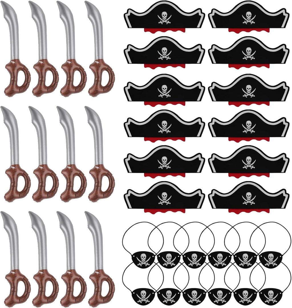 36pcs Pirate Accessories, Pirates Cosplay Pirate Eye Mask Hat Knife Swords Costume for Dressing Ball Cosplay Theatre