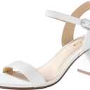 Ankis Nude Black Heels, 2.5'' Block Chunky White Clear Silver Heel Dressy Open Toe Heels For Women Ankle Strap Low Short Thick Strappy Dress Comfortable Sandal Casual Party Wedding Event Summer Shoes, 7.5