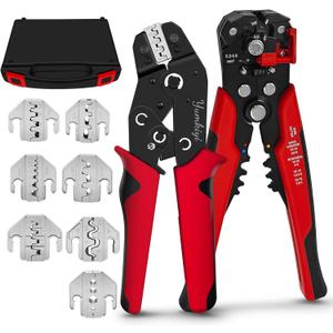 Terminal Crimping Tool and Multi-Purpose Wire Stripper Kit - Multiple jaw sizes, ratcheting design, Wire Crimper Tool - Ideal for mc4 crimping, wiring, repair electrical