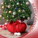 Red Christmas Tree Skirt Gift Bag 36 Inches, Design with Cord Drawstring Red White Tree Skirt Gift Bag for Home Winter Holiday Christmas Party Decor