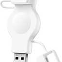 NEWDERY Portable Charger for Apple Watch Wireless Charge for iWatch with USB-A & USB-C Fast Charging Magnetic Cordless Travel Charger for Apple Watch Ultra2/1 Series 9, 8, 7, SE, 6, 5, 4, 3, 2, White