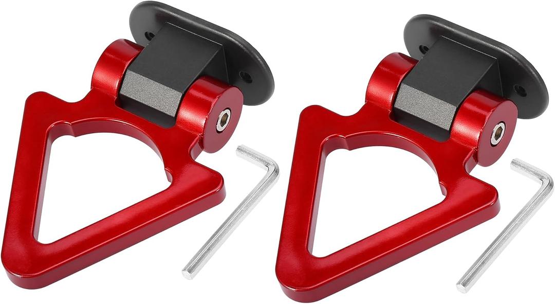 X AUTOHAUX 2 Set Universal Red Triangle Shaped Car Tow Hook Decor Bumper Trailer Sticker Adorn