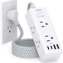 Power Strip Surge Protector - One Beat 6 Widely Outlets with 4 USB Ports (2 USB C), 5 Ft Extension Cord Flat Plug, Wall Mount Outlet Extender Small Power Strip for Travel Home Office College Dorm Room