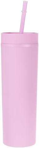 uxcell Skinny Tumbler with Lids and Straws, 16Oz Matte Purple Skinny Tumbler Bulk, Reusable Pastel Acrylic Tumbler, Double Wall Plastic Tumbler for Cold Hot Drinks, Coffee DIY 10 Pack
