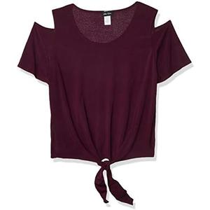 Star Vixen Women's Plus-Size Cold-Shoulder Short SLV Tiefront Smooth Knit Top, 3X