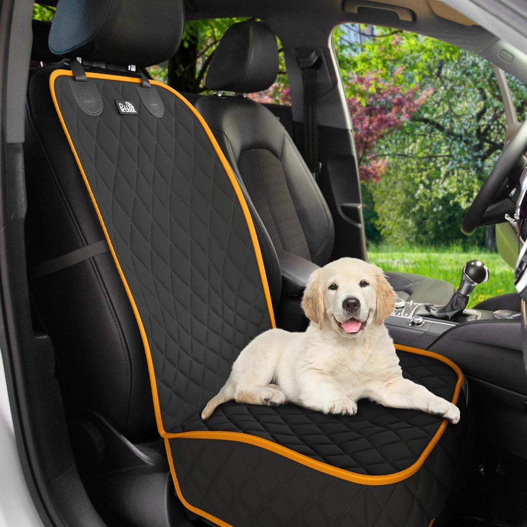 Front Seat Dog Cover for Car, Truck & SUV - Waterproof, Non-Slip Pet Car Seat Cover for Dogs - Durable, Easy to Install & Clean, Front Passenger Seat Protector for Pets & Vehicles (Orange)