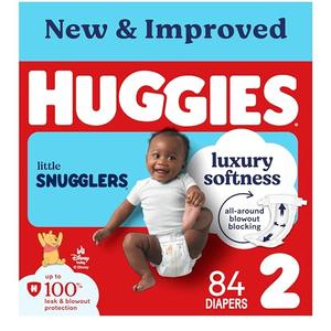 Huggies Size 2 Diapers, Little Snugglers Baby Diapers, Size 2 (12-18 lbs), 84 Count,