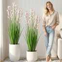 Fake Plants Home Decor Fake Flowers Artificial Plants Outdoor Tall Grass Plant Artificial Pampas Grass Decor Artificial Plants Indoor Fake Grass Living Room Decor Artificial Grass 36" 2PCSPink